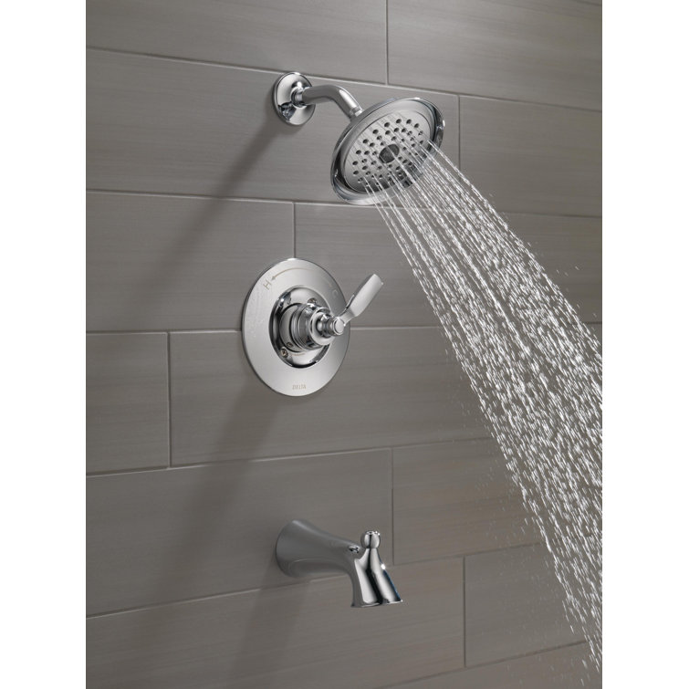 T14432SS Delta Woodhurst Diverter Tub and Shower Faucet with Trim and